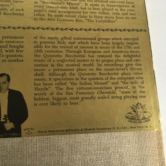 Boccherini Quintets Album 2 1957 Violins Viola Cello Classical Angel Records LP - Picture 4 of 9